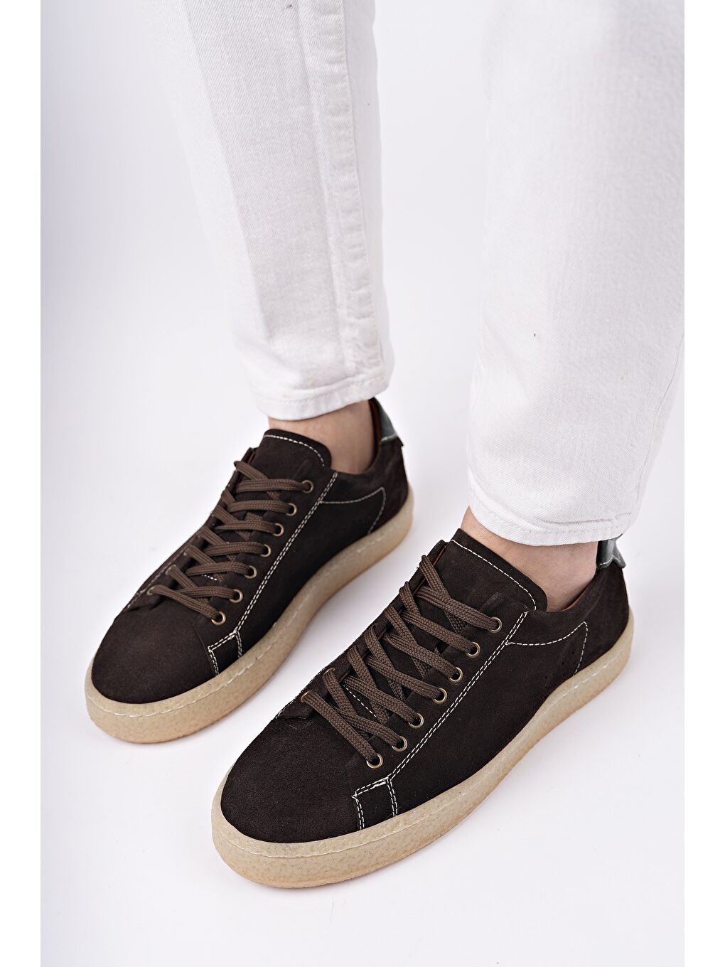 Kahverengi MİDWAY Bağcıklı Hakiki Deri Erkek Günlük Sneaker Spor Ayakkabı-1