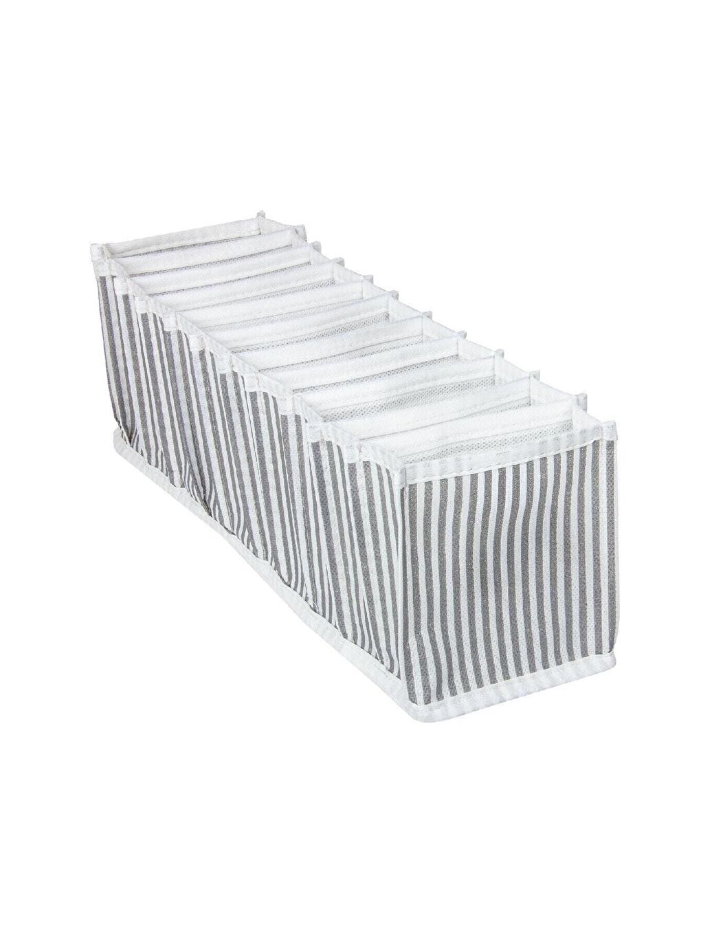 Gri 11 Bölmeli Çizgili Akordiyon Çok Amaçlı Çekmece Dolap İçi Organizer Düzenleyici 11x41x12 cm S