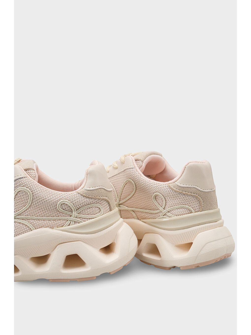 Bej Ruth Fileli Havalı Tabanlı Konfor Kadın Spor Ayakkabı Sneaker-3