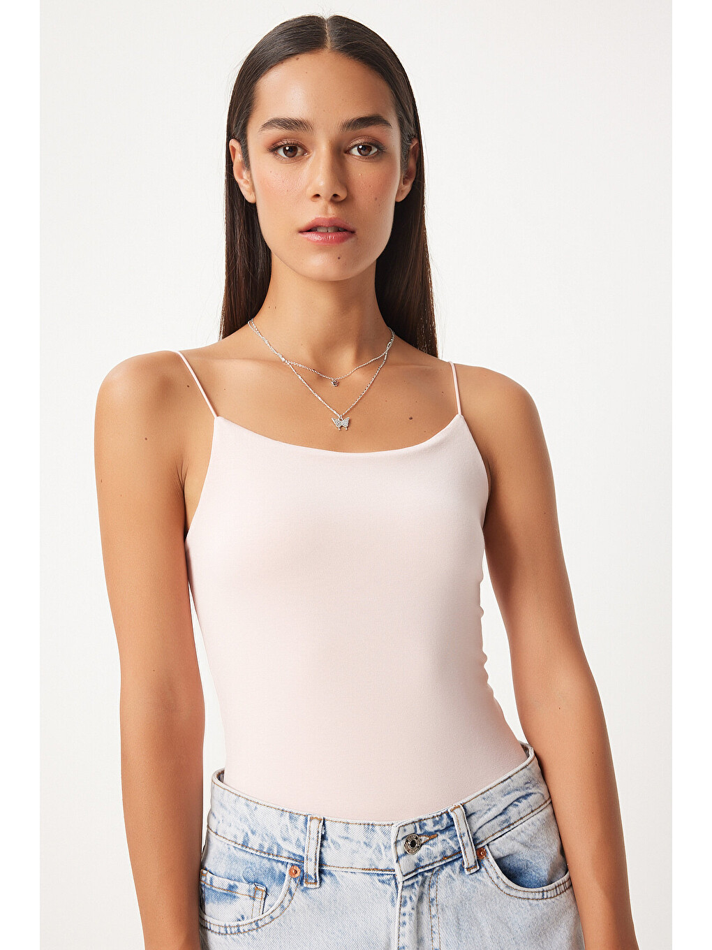 İkili İp Askılı Örme Bluz Lila Pudra Lld0001-4