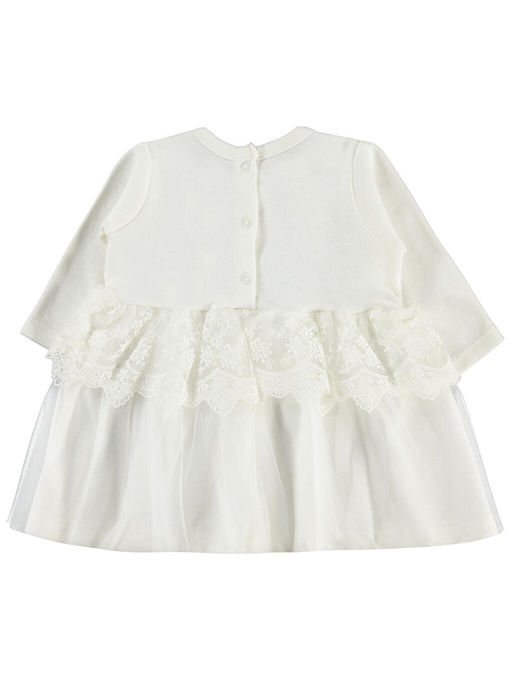 Baby Fırfır Tüllü 3-12 Ay Elbise - Ekru 12-18 Ay-1
