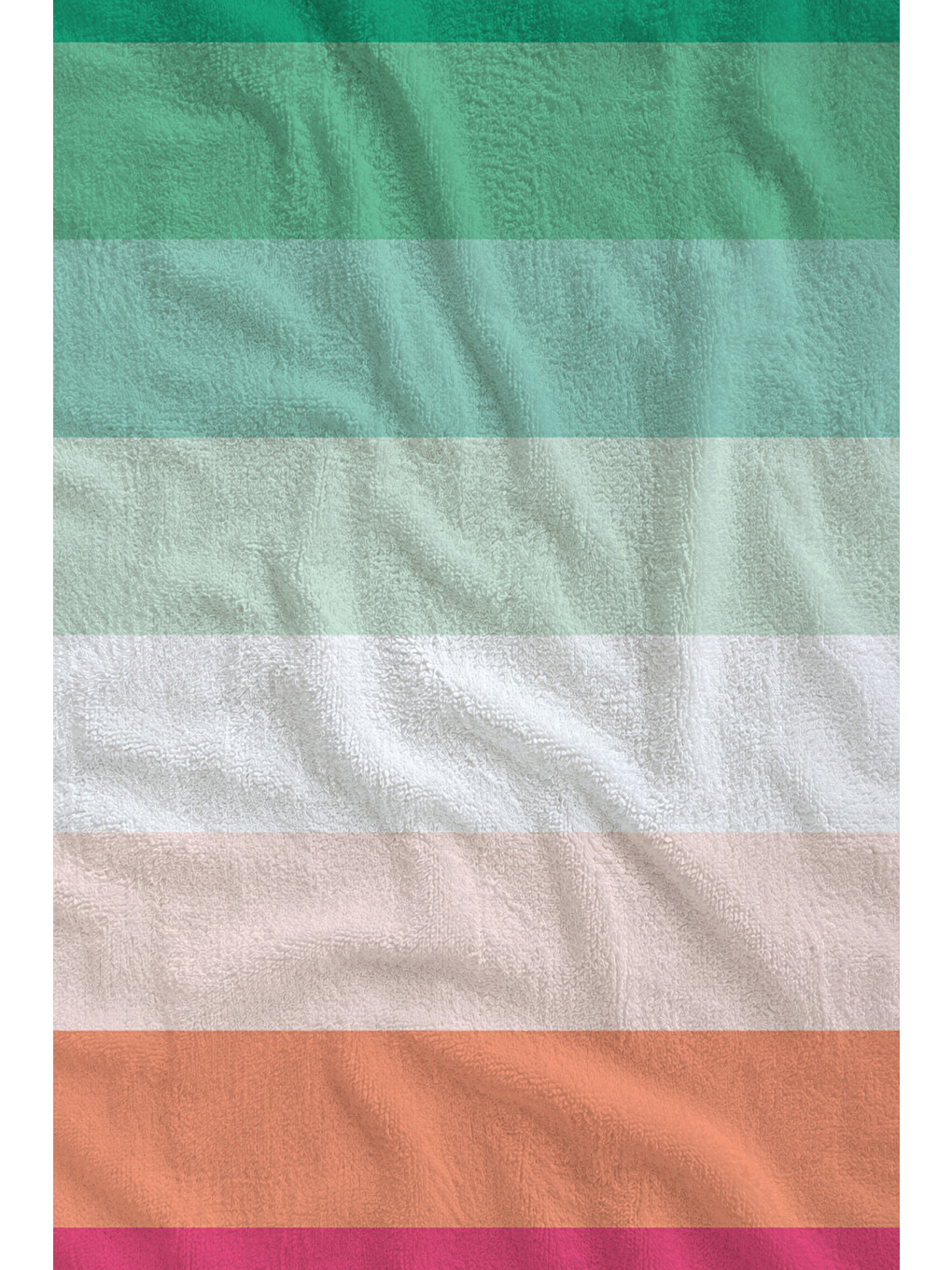 Milbay Grup Yeşil Pembe Turuncu Geniş Çizgili Desenli 70x150 Cm Dijital Plaj Ve Banyo Havlusu-2281-1