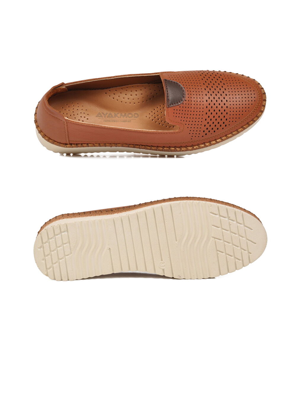 Kahverengi Taba Hakiki Deri Ortopedik Kadın Casual Ayakkabı 700 Z-4