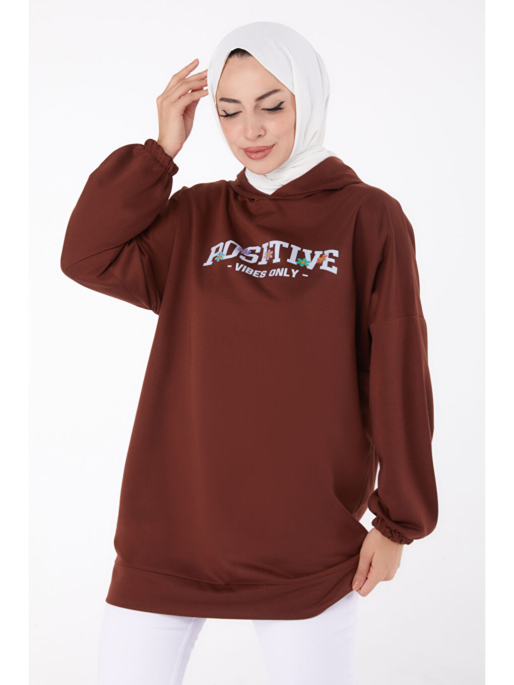 Kahverengi Baskılı Sweatshirt Kahve - 13333