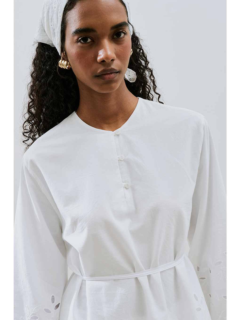 Nakış Detaylı Tunik Ekru-3