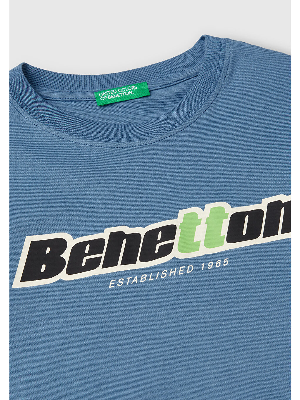 Erkek Çocuk Havacı Mavi Benetton Logo Baskılı Uzun Kollu Tişört-2