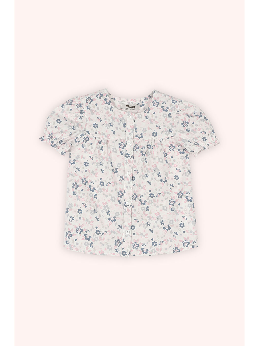 Kız Çocuk Çiçek Desenli Bluz Beyaz