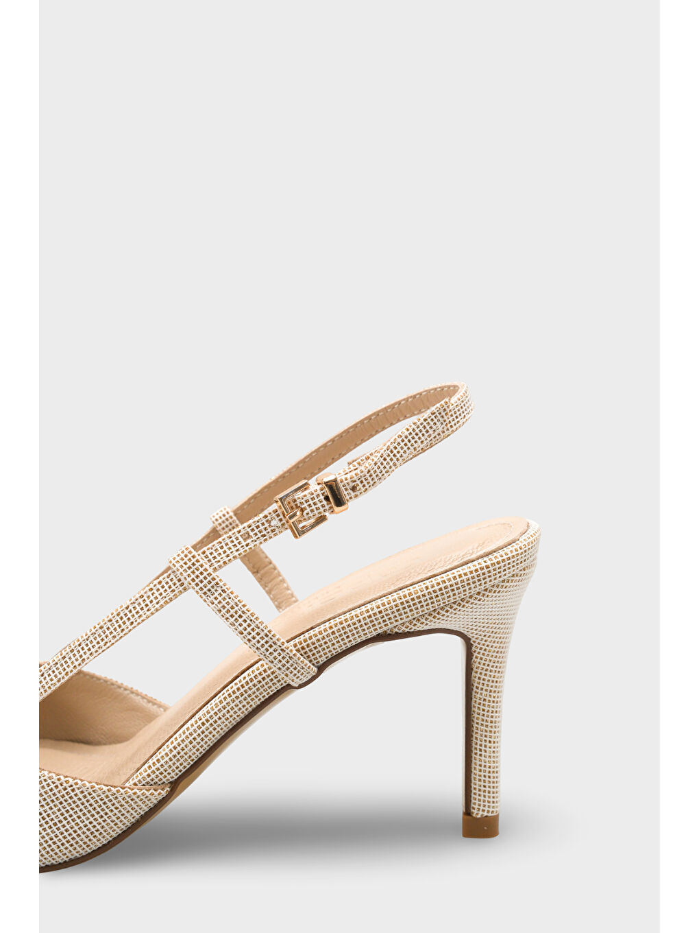 Sarı Susie Hakiki Deri Astarlı Sivri Burunlu Orta Topuklu Simli Arkası Açık Kadın Ayakkabı-3