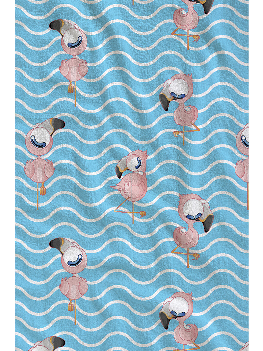 Milbay Grup Mavi Beyaz Dalgalı Çizgili Desenli 70x150 Cm Dijital Plaj Ve Banyo Havlusu-37368-1
