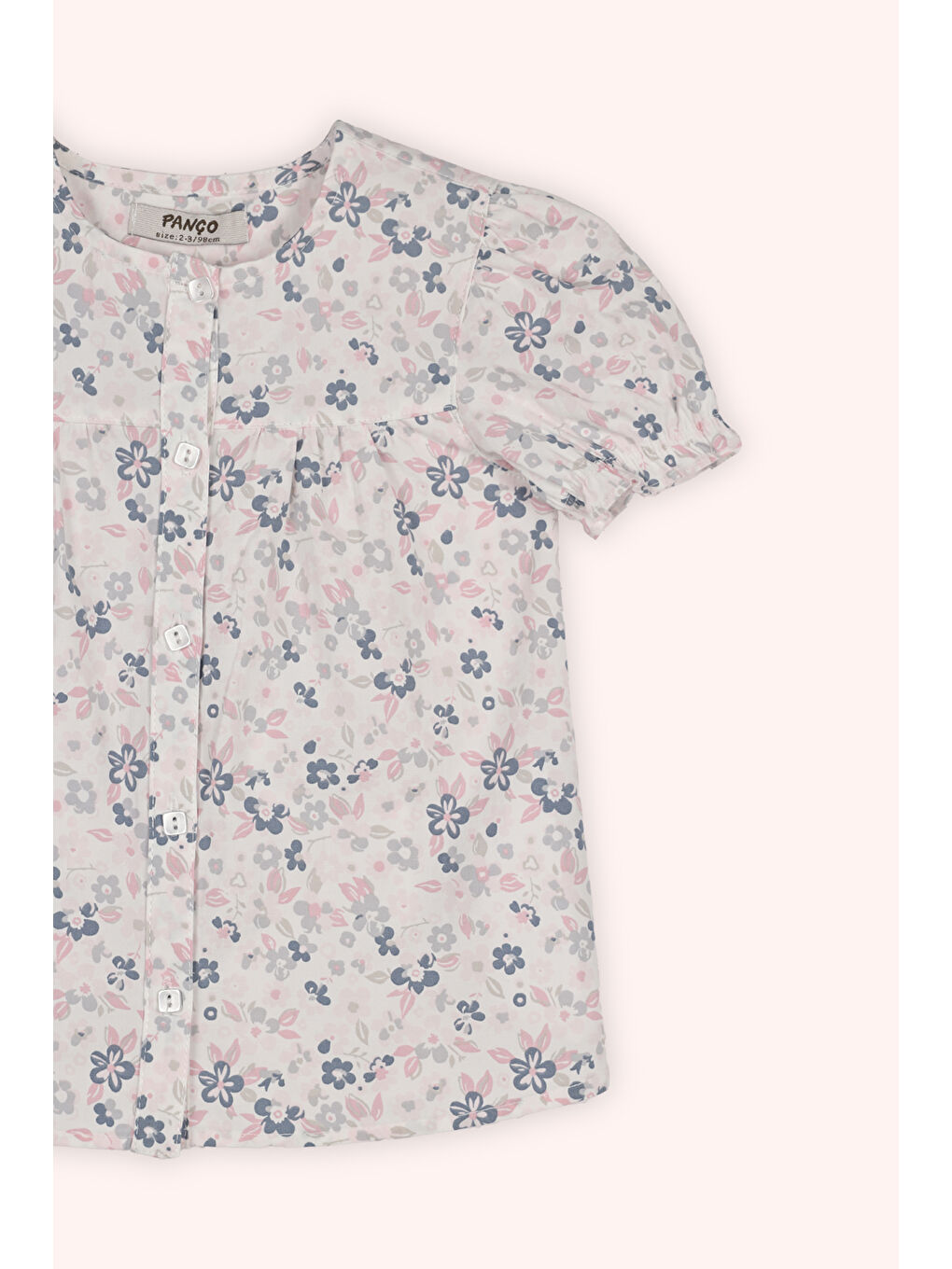 Kız Çocuk Çiçek Desenli Bluz Beyaz-1