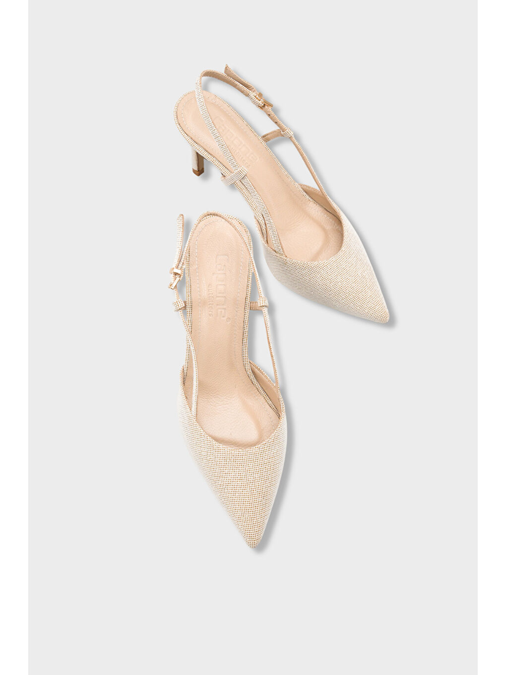 Sarı Susie Hakiki Deri Astarlı Sivri Burunlu Orta Topuklu Simli Arkası Açık Kadın Ayakkabı-5