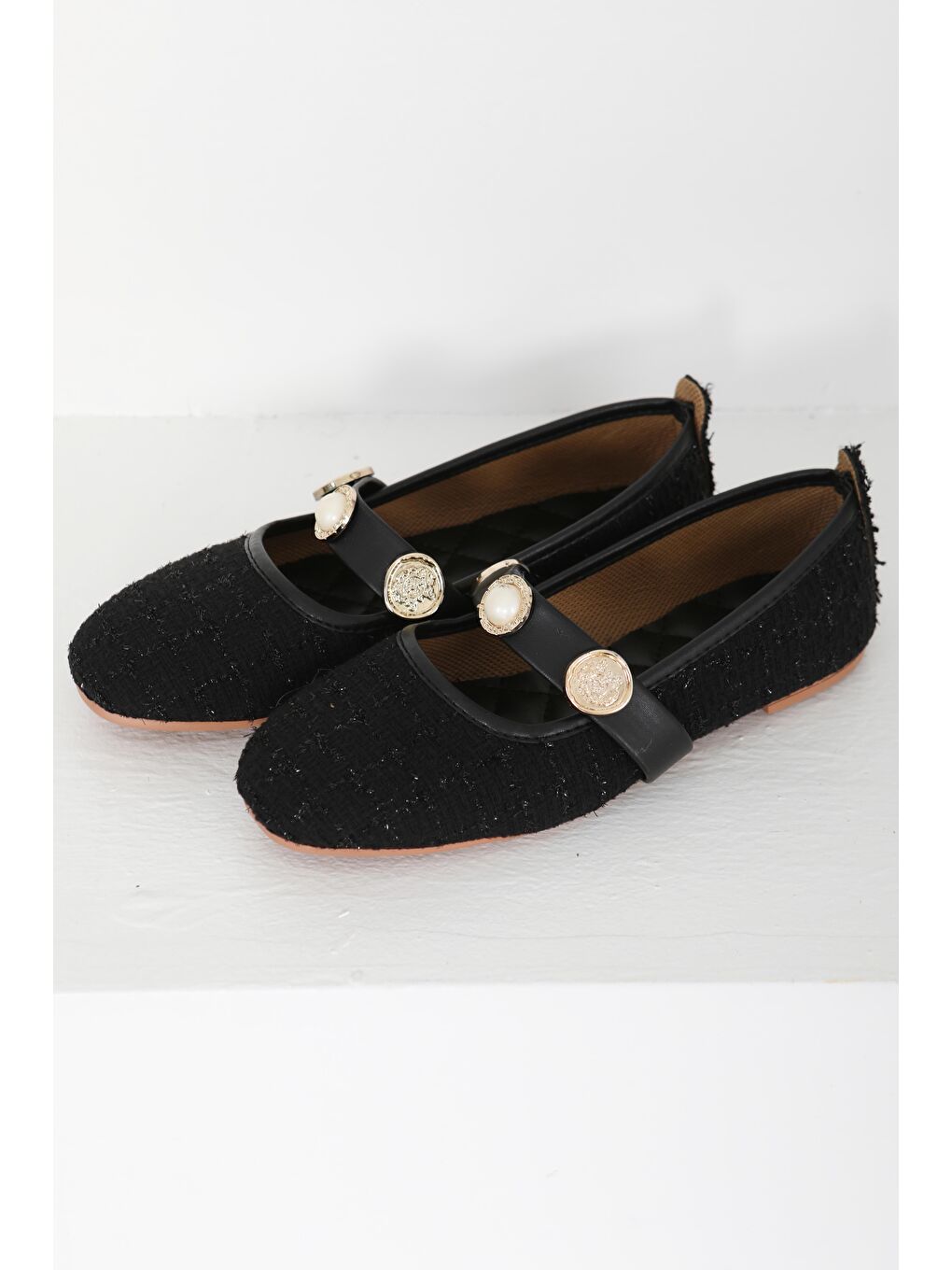 Kadın Siyah Pul İncili Babet - 27413-4