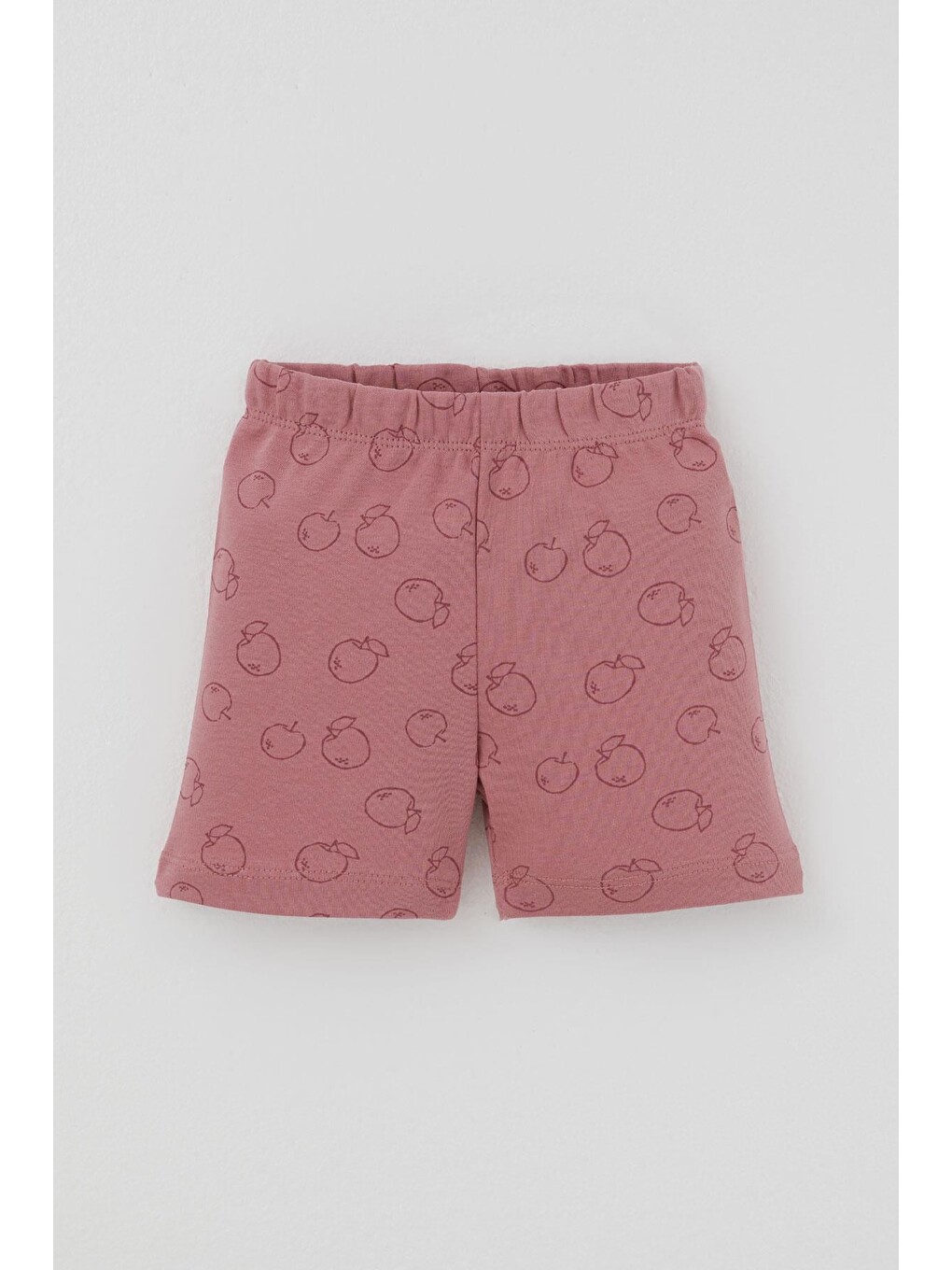 Pembe Kız Bebek Pijama Takımı Elma Desenli Önden Düğmeli Gülkurusu (4 Ay - 1 Yaş)-2