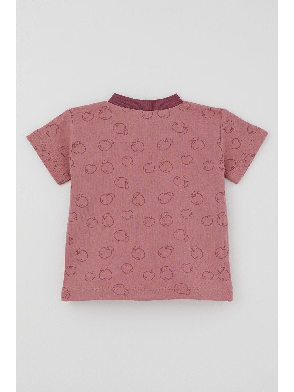 Pembe Kız Bebek Pijama Takımı Elma Desenli Önden Düğmeli Gülkurusu (4 Ay - 1 Yaş)-3