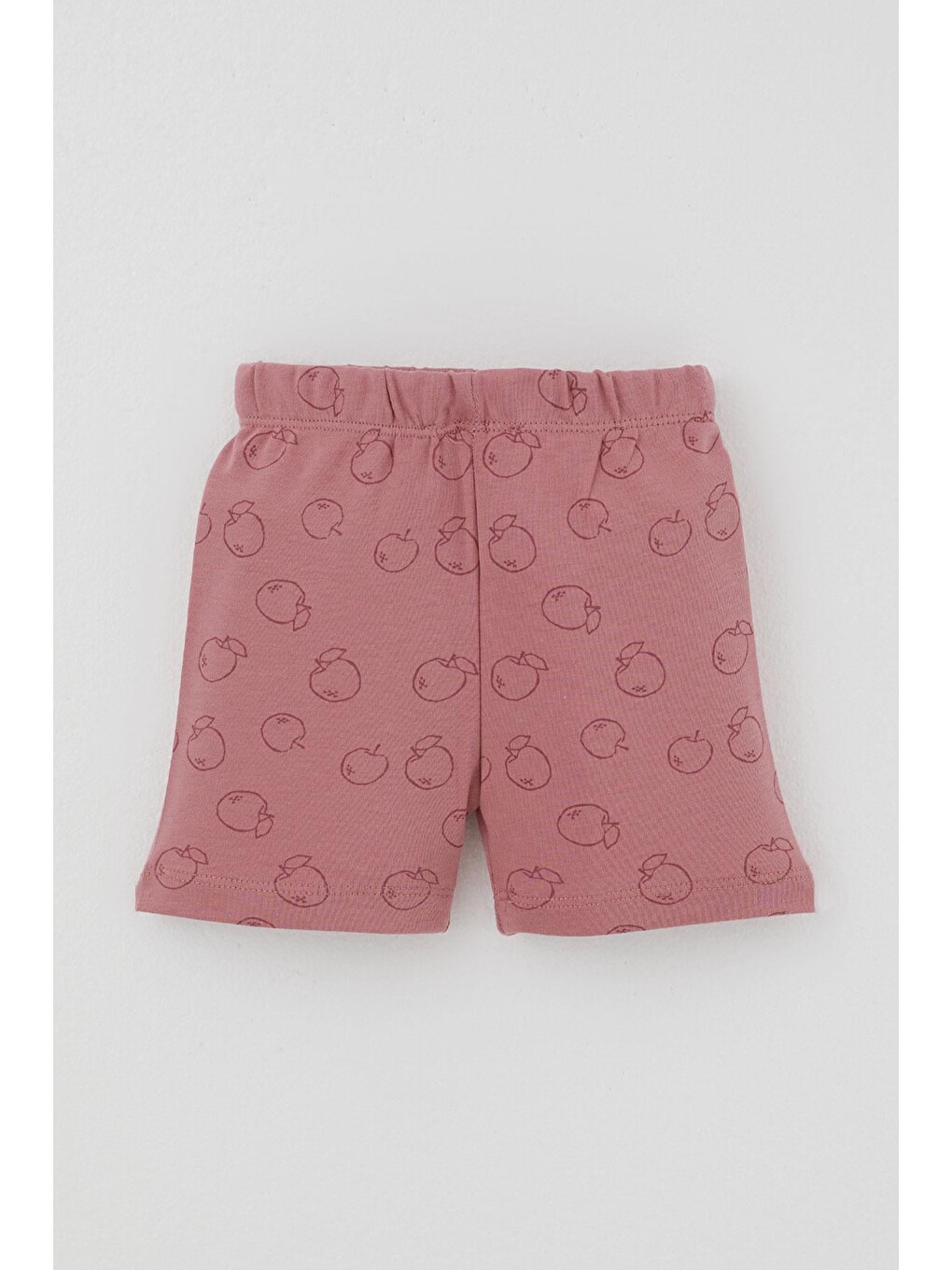 Pembe Kız Bebek Pijama Takımı Elma Desenli Önden Düğmeli Gülkurusu (4 Ay - 1 Yaş)-4