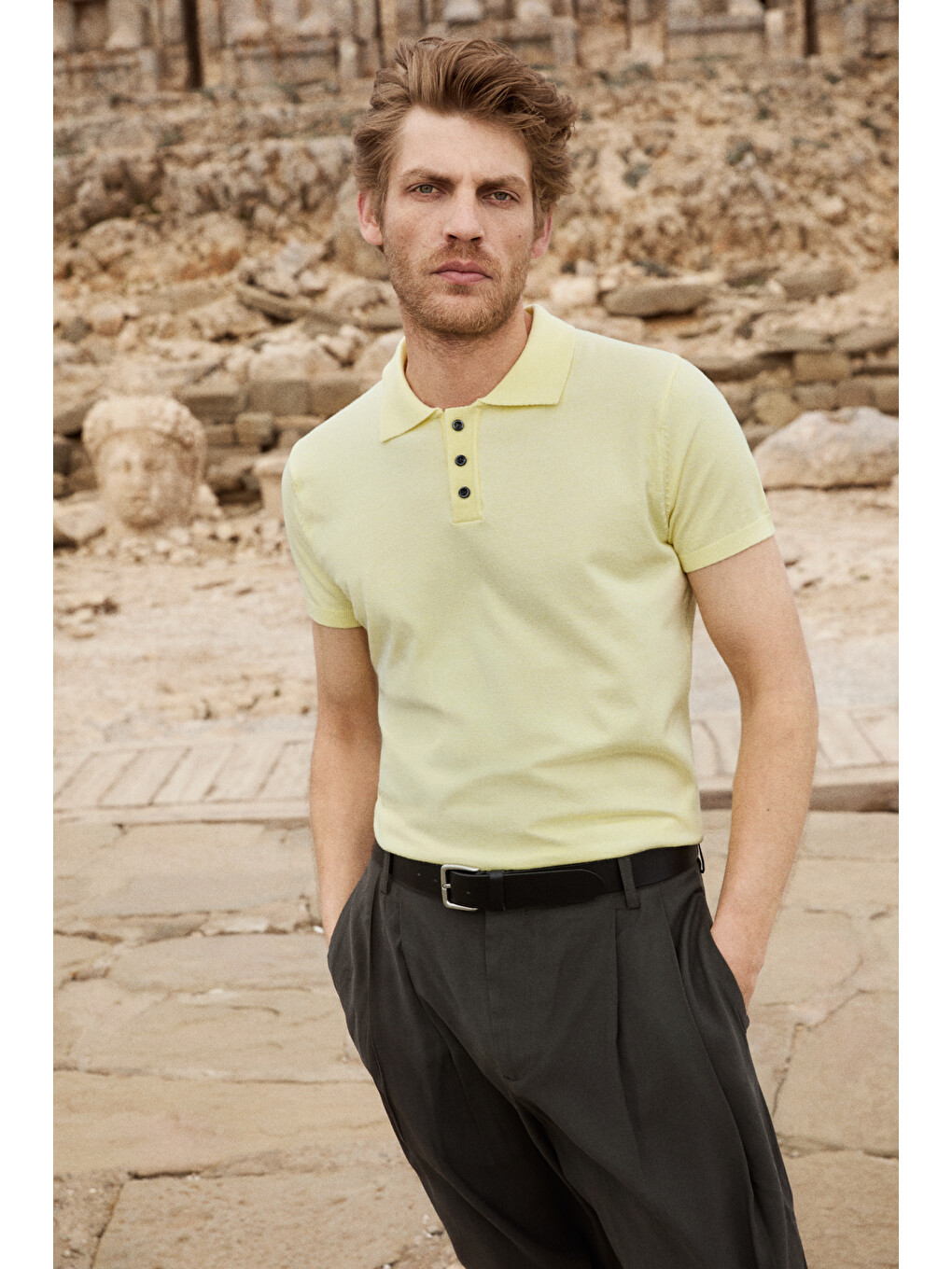 Sarı VESTO Erkek Triko SARI Polo Yaka T-shirt