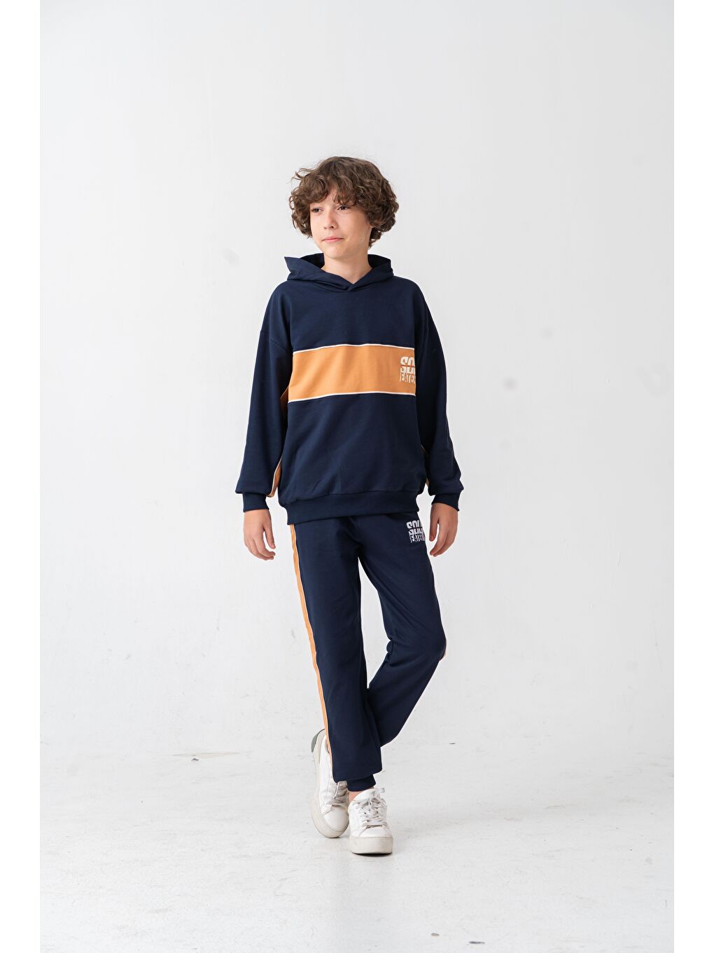 Lacivert Soul Fater Great Mental Attitude Baskılı Erkek Çocuk Alt Üst Eşofman Takımı-1