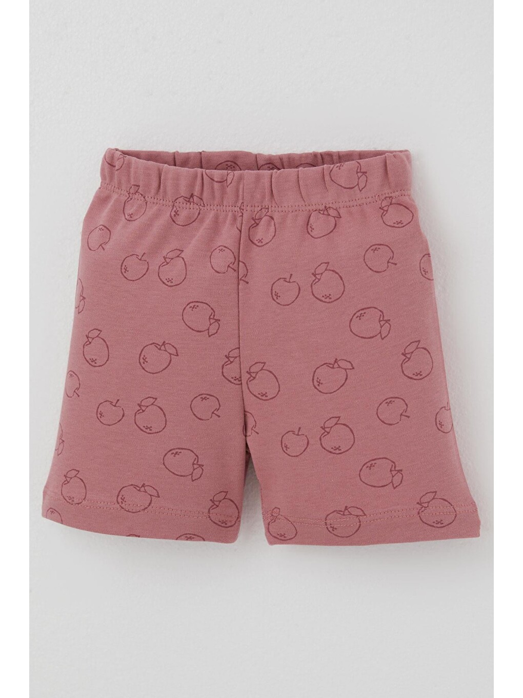 Pembe Kız Bebek Pijama Takımı Elma Desenli Önden Düğmeli Gülkurusu (4 Ay - 1 Yaş)-6