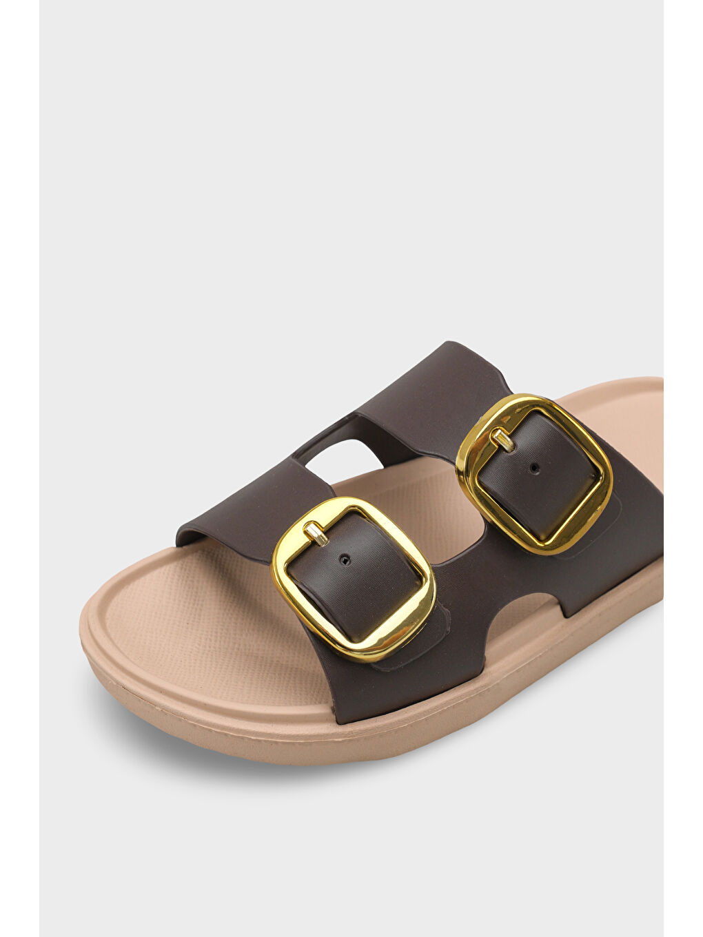 Kahverengi Clarita Eva Çift Tokalı Kadın Terlik-2