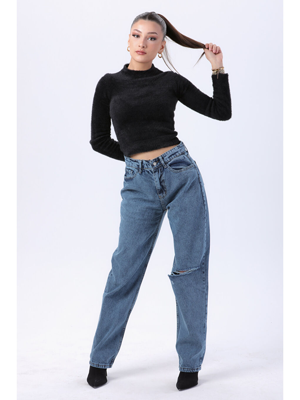 Mavi Palazzo Lazerli Jean Pantolon Koyu mavi Kar   23808