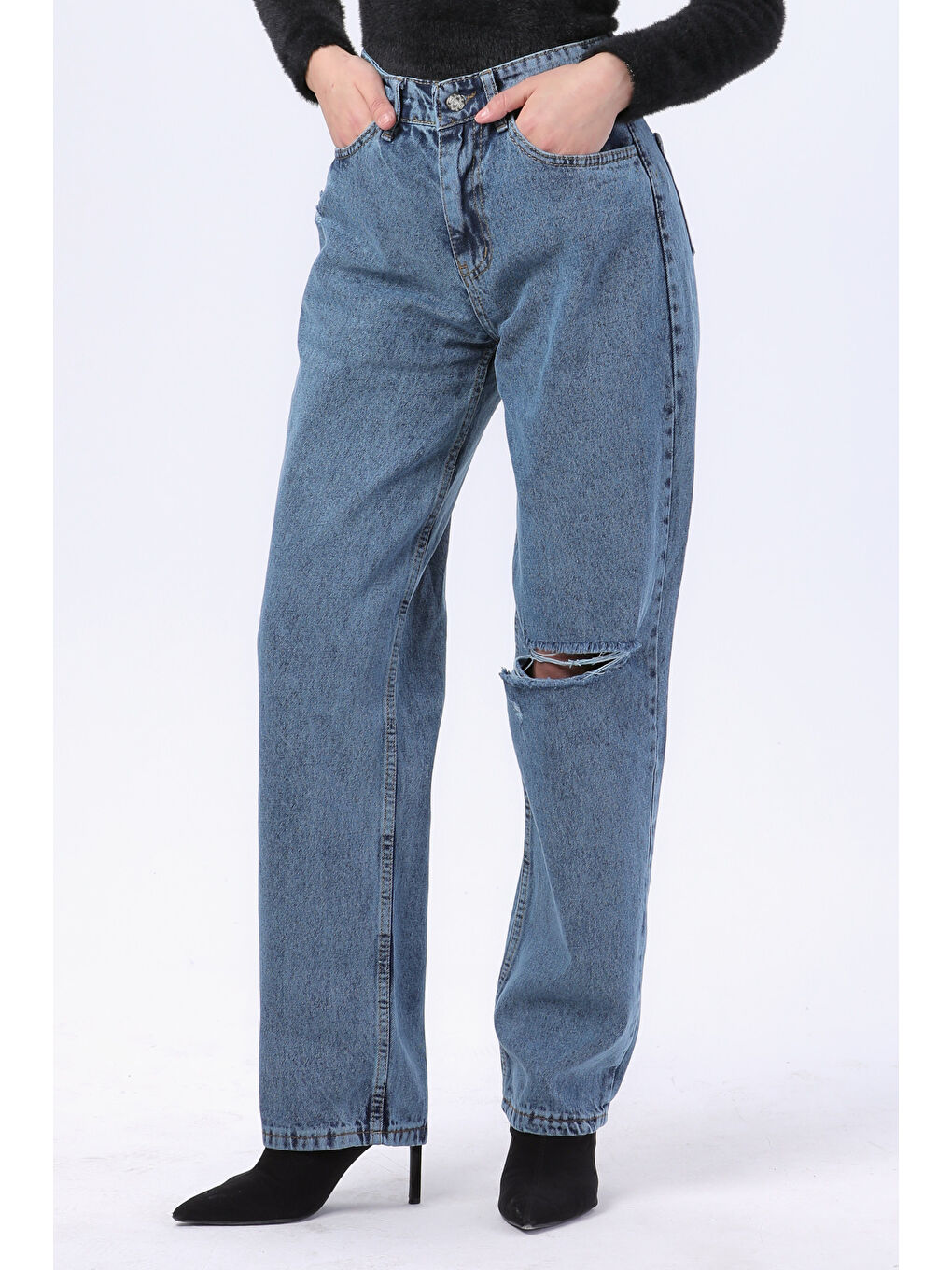 Mavi Palazzo Lazerli Jean Pantolon Koyu mavi Kar   23808-1