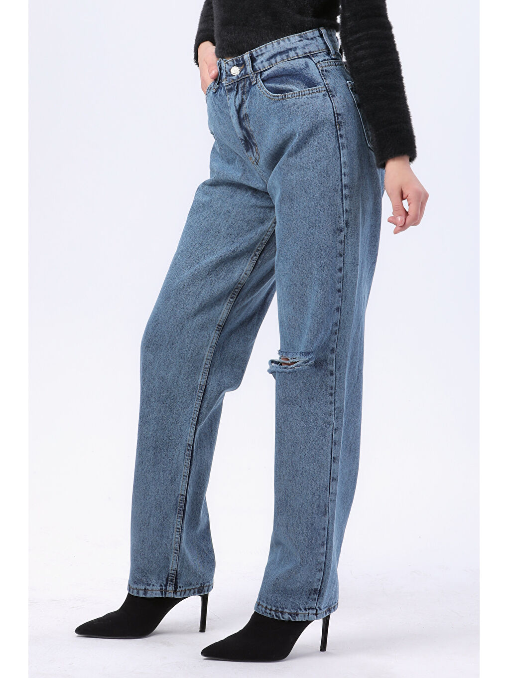 Mavi Palazzo Lazerli Jean Pantolon Koyu mavi Kar   23808-2