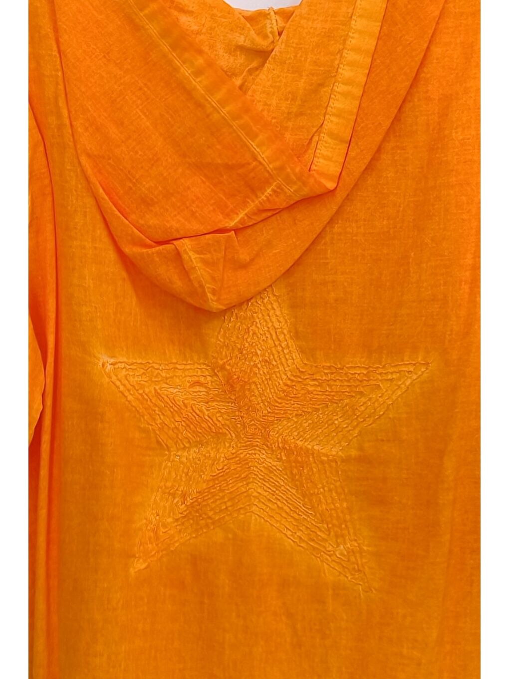 Turuncu Uzun Kol Arkası Yıldız Desenli Omuzları File Ve Yıldız Detaylı Casual Dokuma Ceket 70 65-6