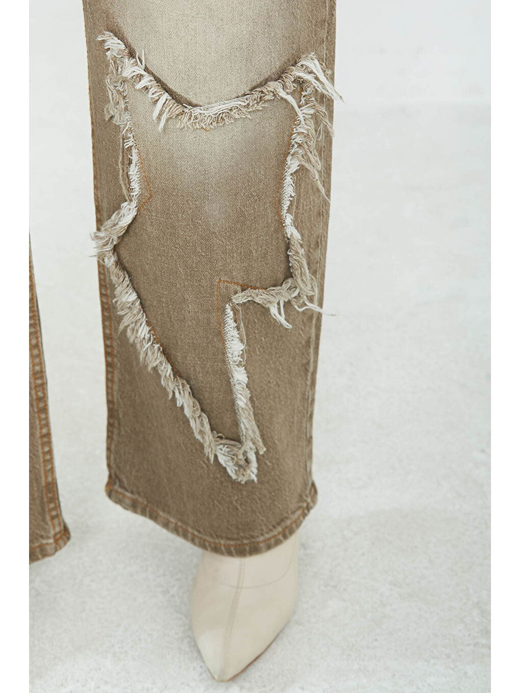 Kahverengi Kadın Yüksel Bel Püskül Detaylı Palazzo Jean Jean Pantolon Tint kahve   26822-5