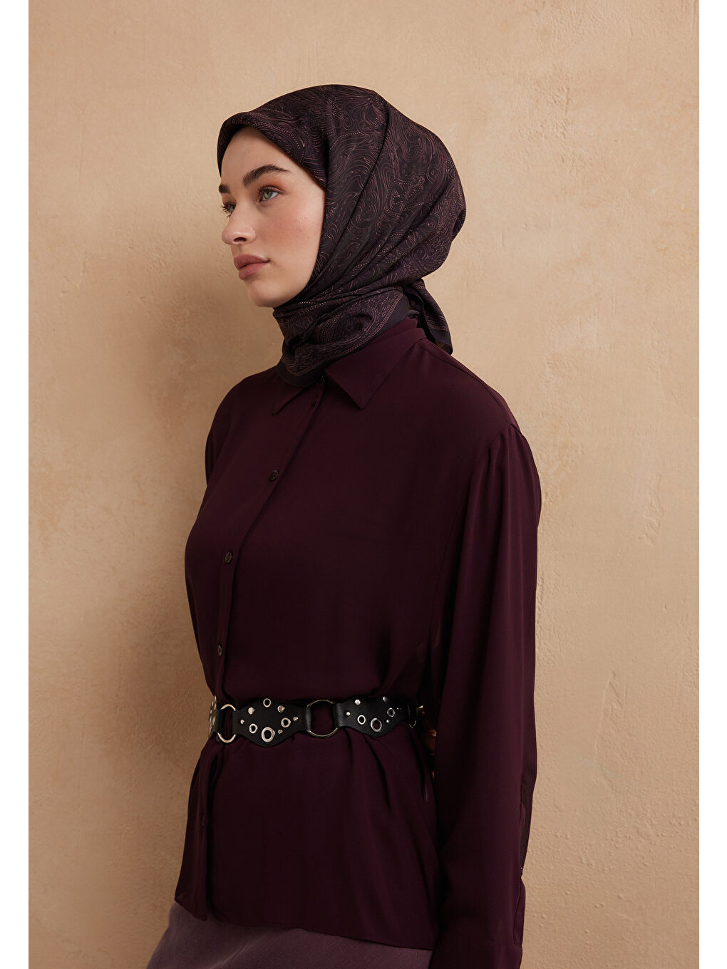 Bordo REINA DESEN PAMUK İPEK EŞARP MÜRDÜM-2