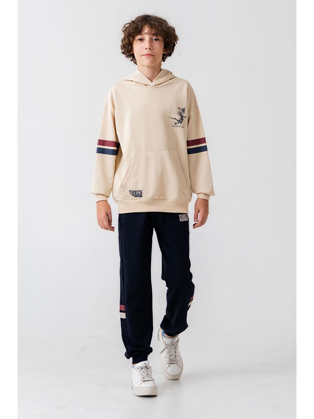 Lacivert Just Sport Basketball University Team Baskılı Erkek Çocuk Alt Üst Eşofman Takımı