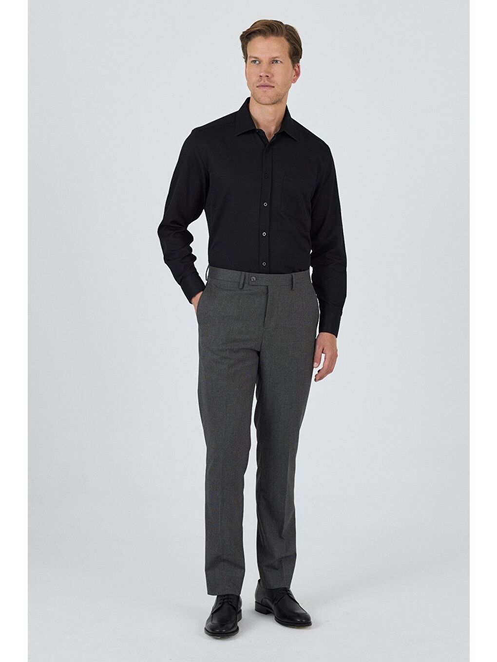 Gri Füme Esnek Yandan Cepli Comfort Fit Classic Pantolon 1003250155-1