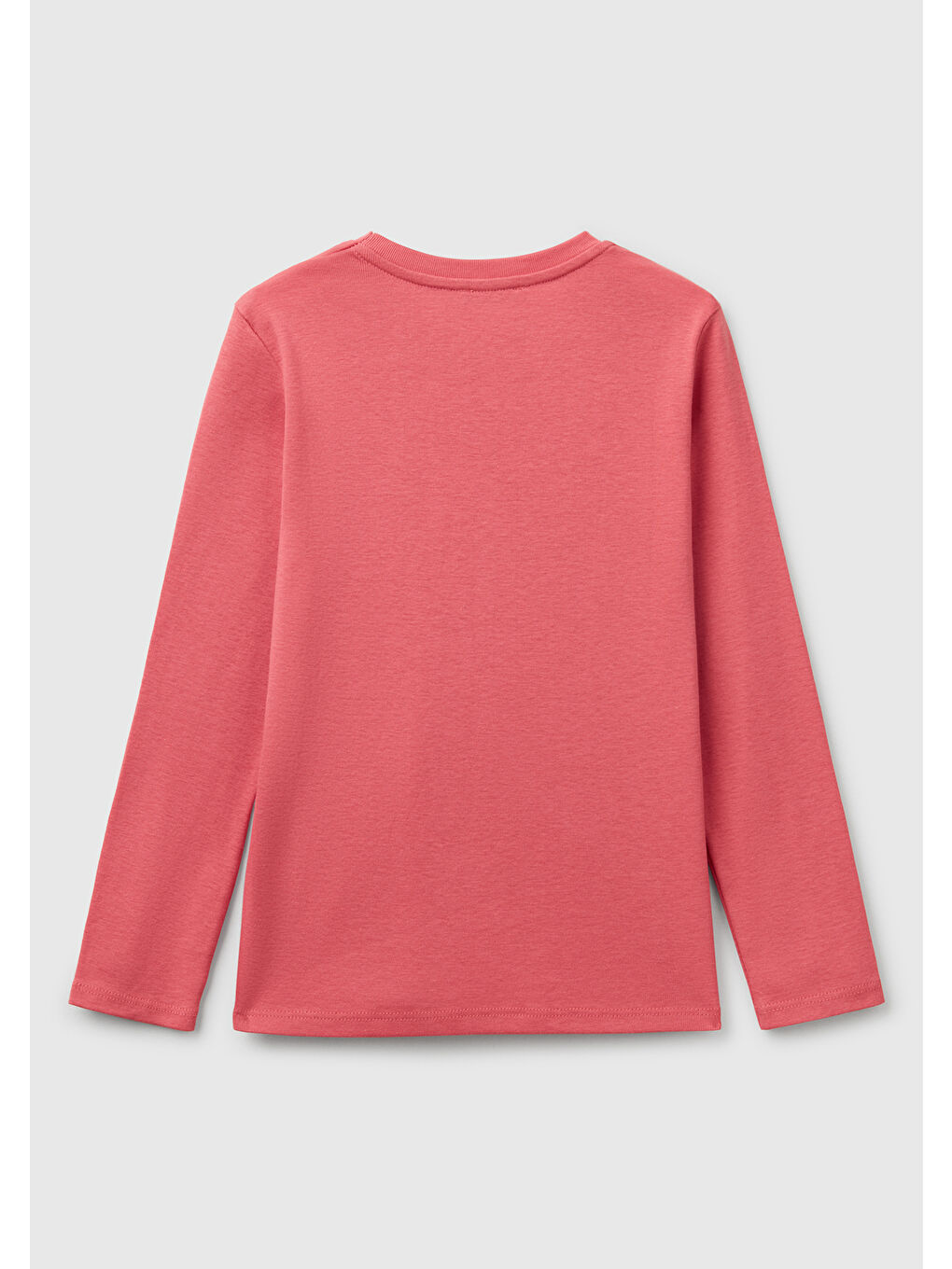 Kız Çocuk Fuşya Simli Benetton Logo Baskılı Tişört-1