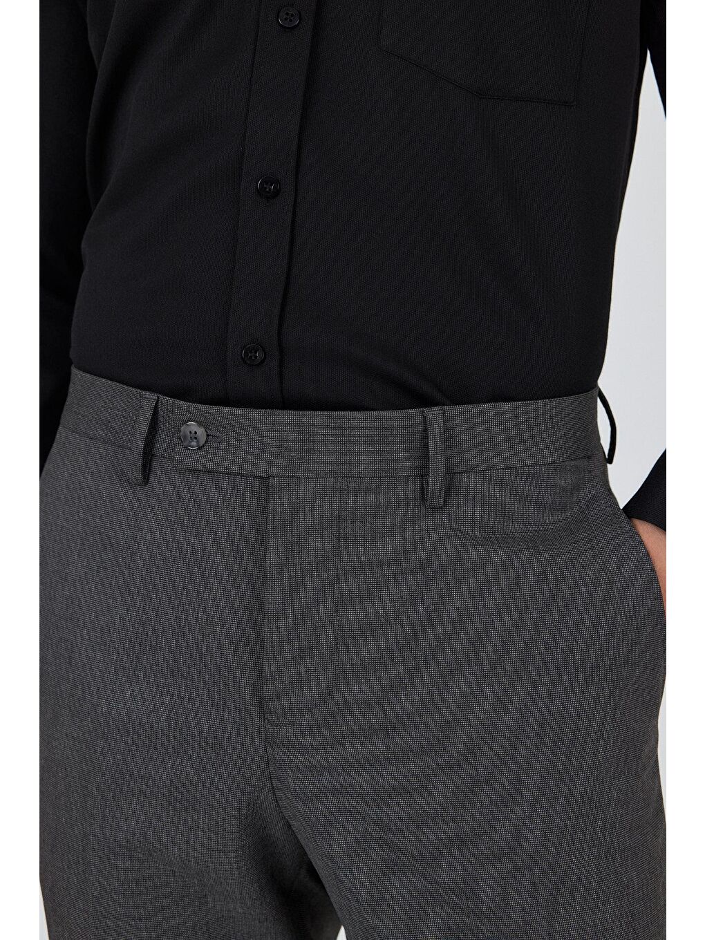 Gri Füme Esnek Yandan Cepli Comfort Fit Classic Pantolon 1003250155-3