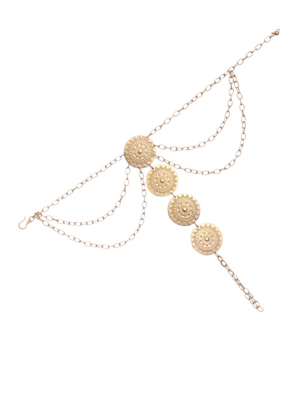 Sarı Kadın Zincirli Model Etnik Motifli Tasarım Ayak Şahmeranı