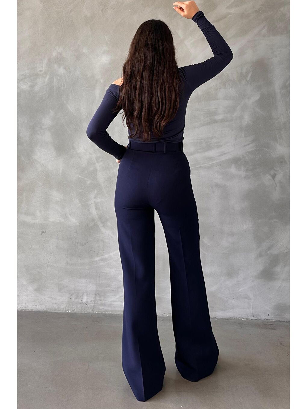 Lacivert İspanyol Paça Kadın Kumaş Pantolon Mg2303-4