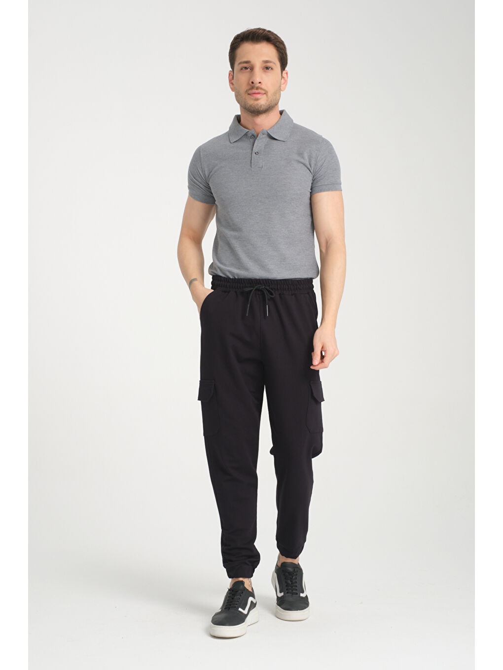 Lacivert Yan Kargo Cepli Kompak Erkek Pantolon 3056-1