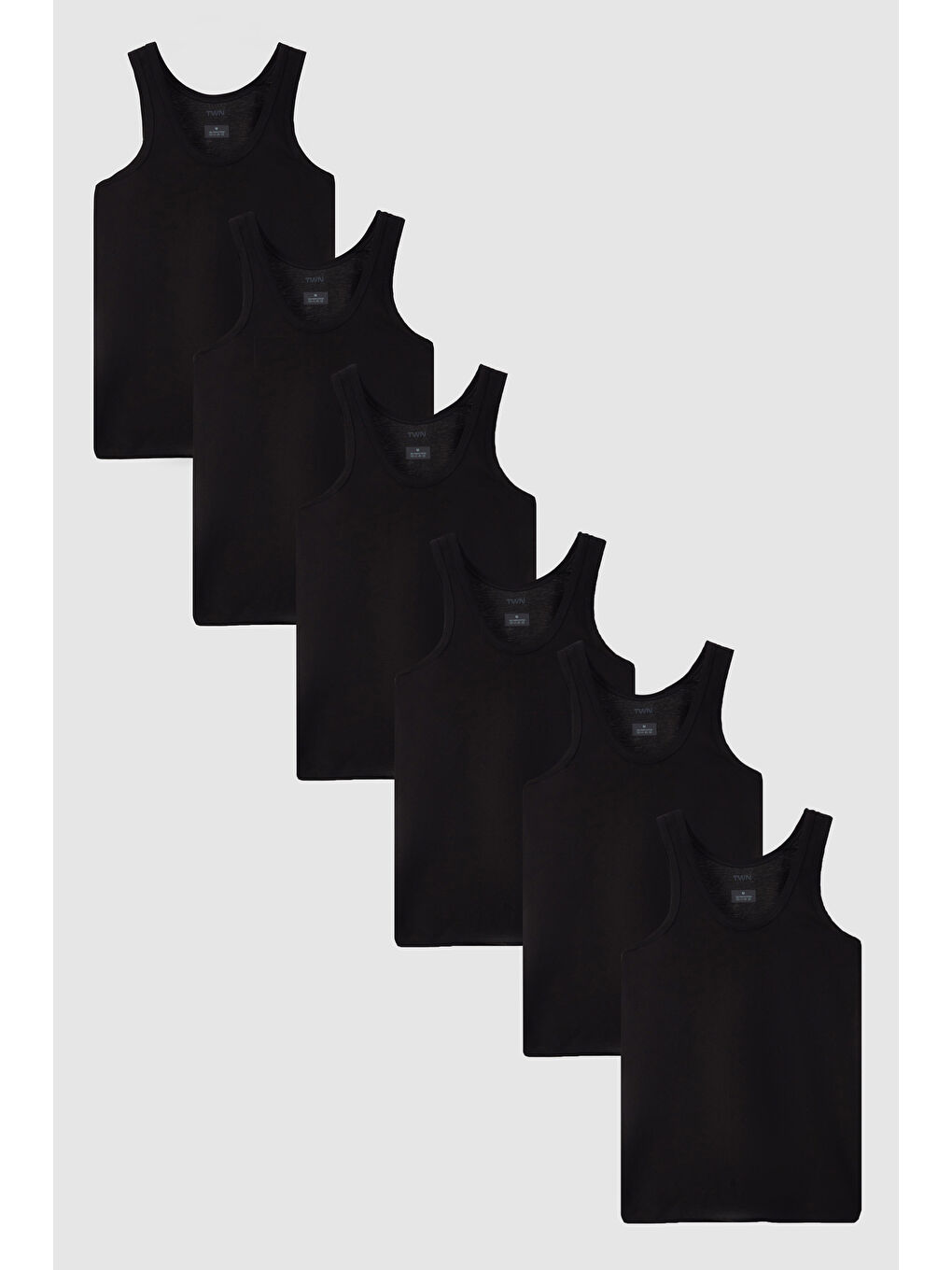 Siyah Standart Fit Nefes Alabilen Teri Emen %100 Pamuklu 6'Lı Atlet