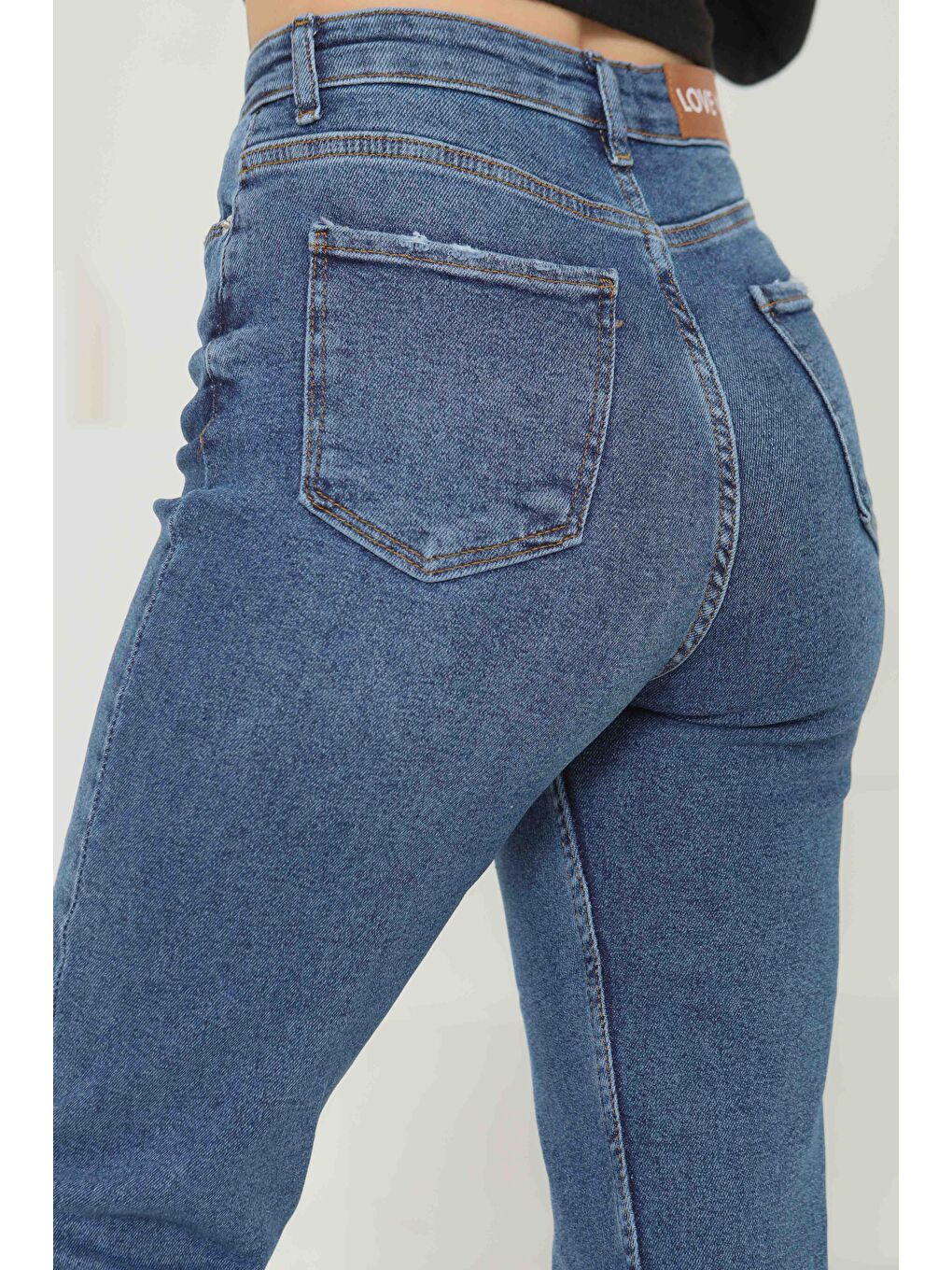 Elastanlı Mom Jean Pantolon Koyu Mavi   26852-5