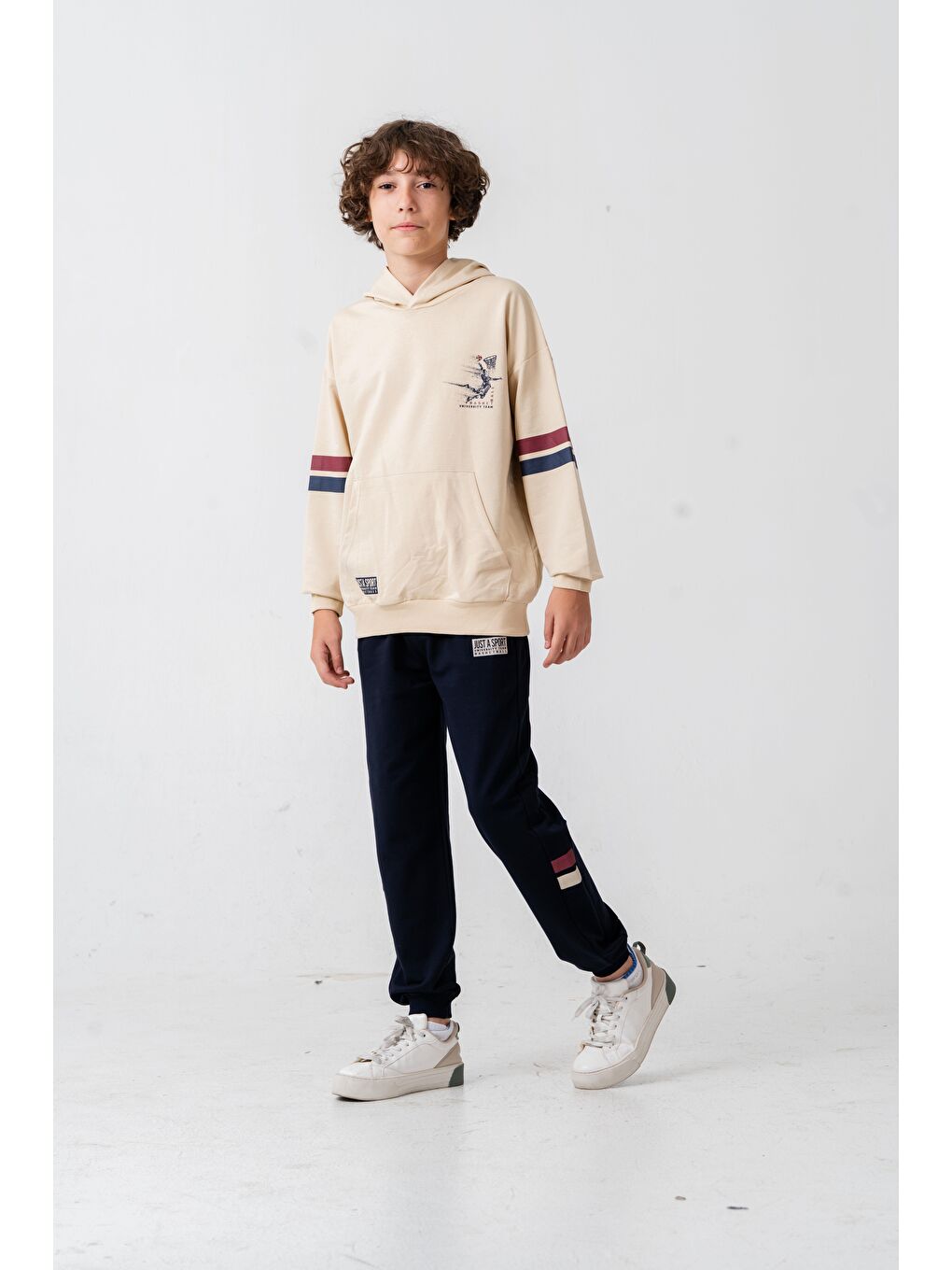 Lacivert Just Sport Basketball University Team Baskılı Erkek Çocuk Alt Üst Eşofman Takımı-1