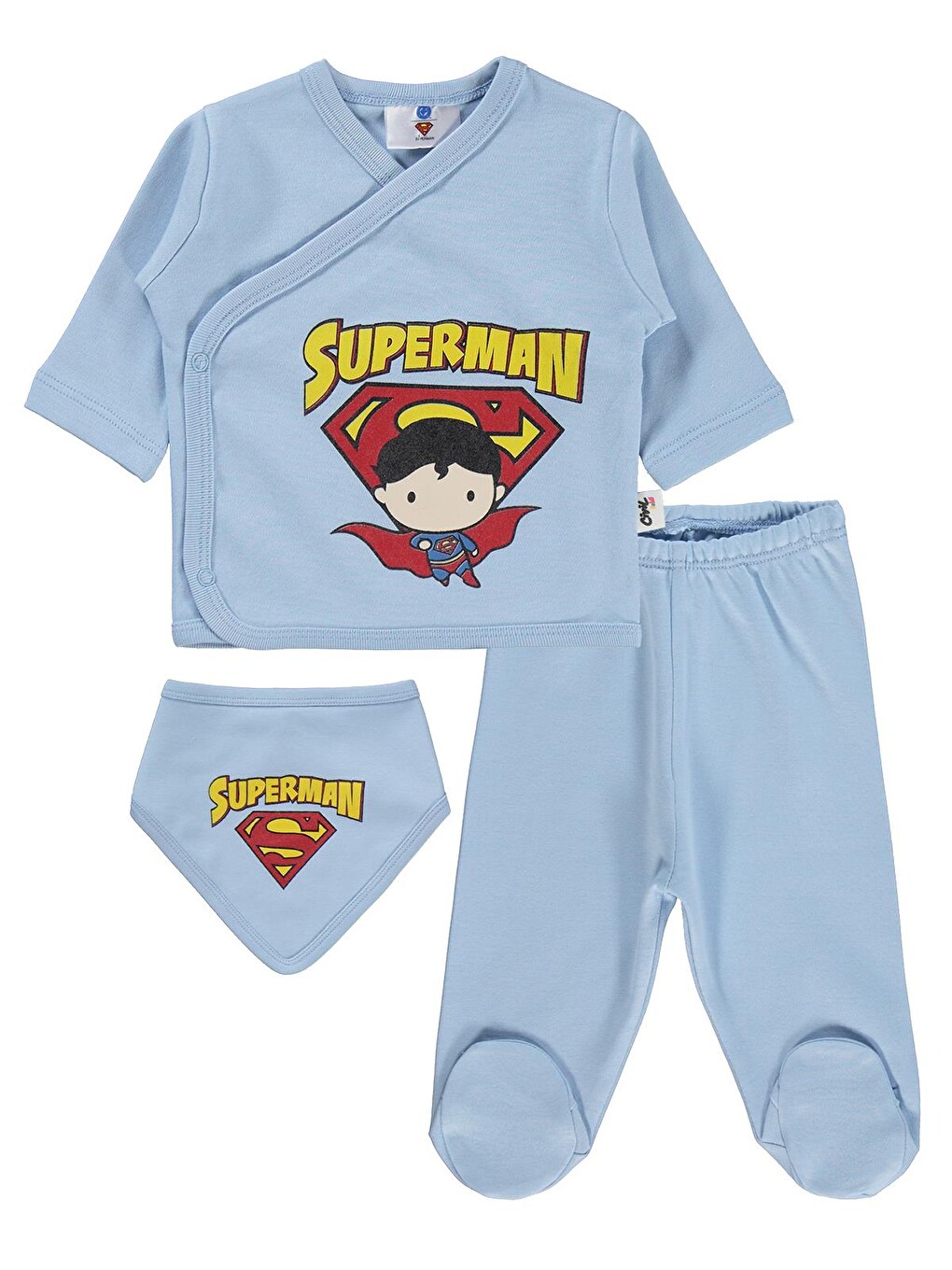 Baby Superman Baskılı Zıbın Takımları - Mavi