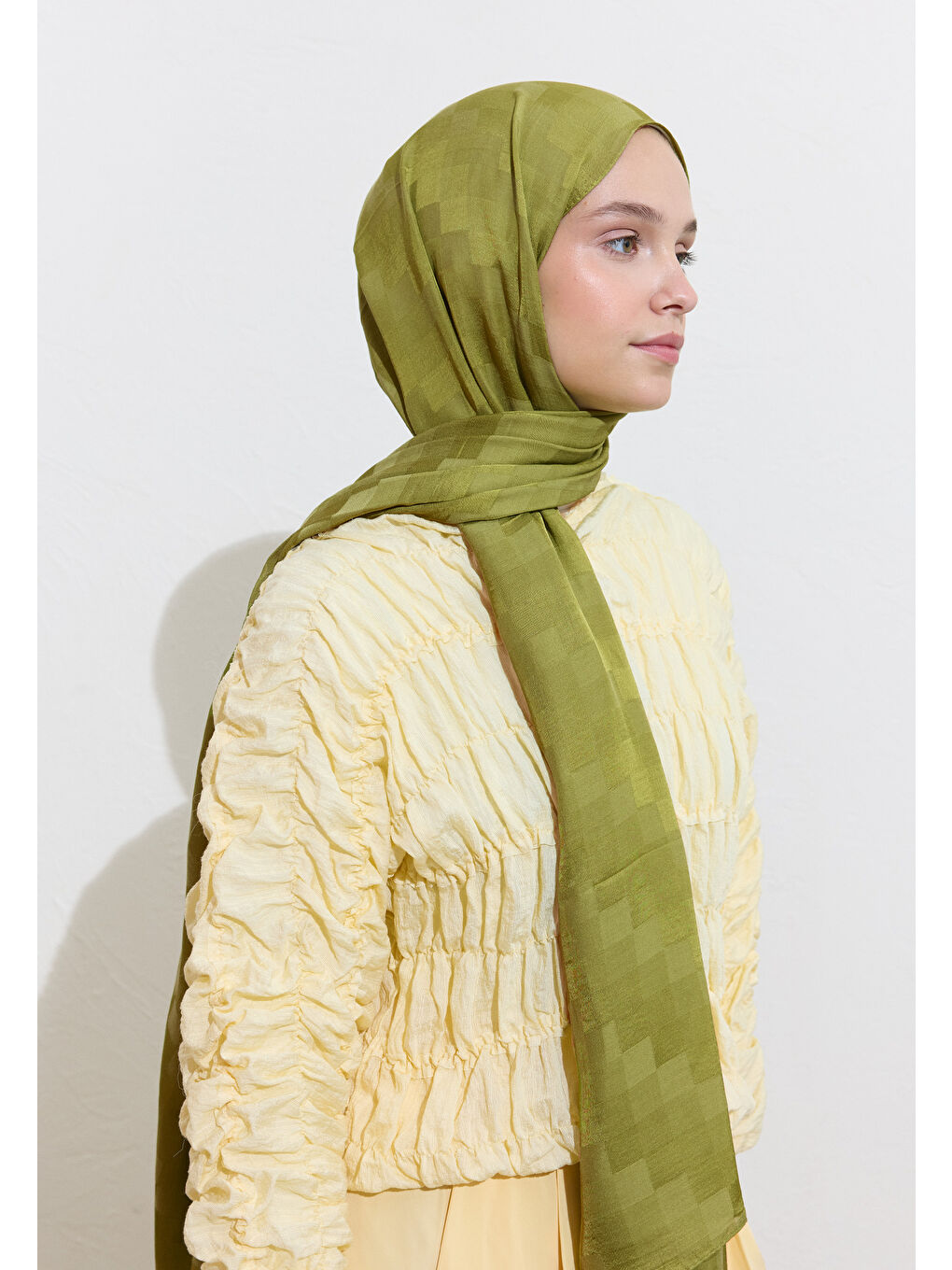 Yeşil NORİ İPEKSİ JAKAR ŞAL OLİVE-1