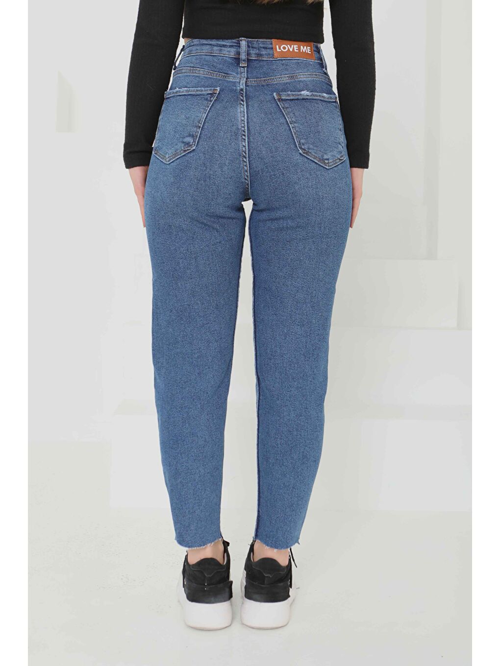 Elastanlı Mom Jean Pantolon Koyu Mavi   26852-6