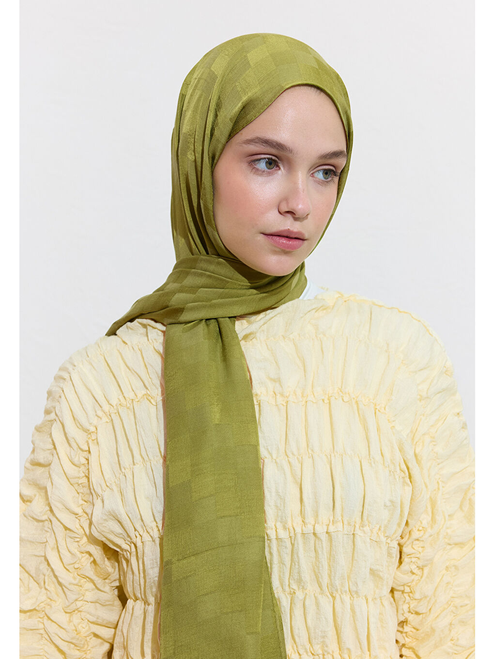 Yeşil NORİ İPEKSİ JAKAR ŞAL OLİVE-2
