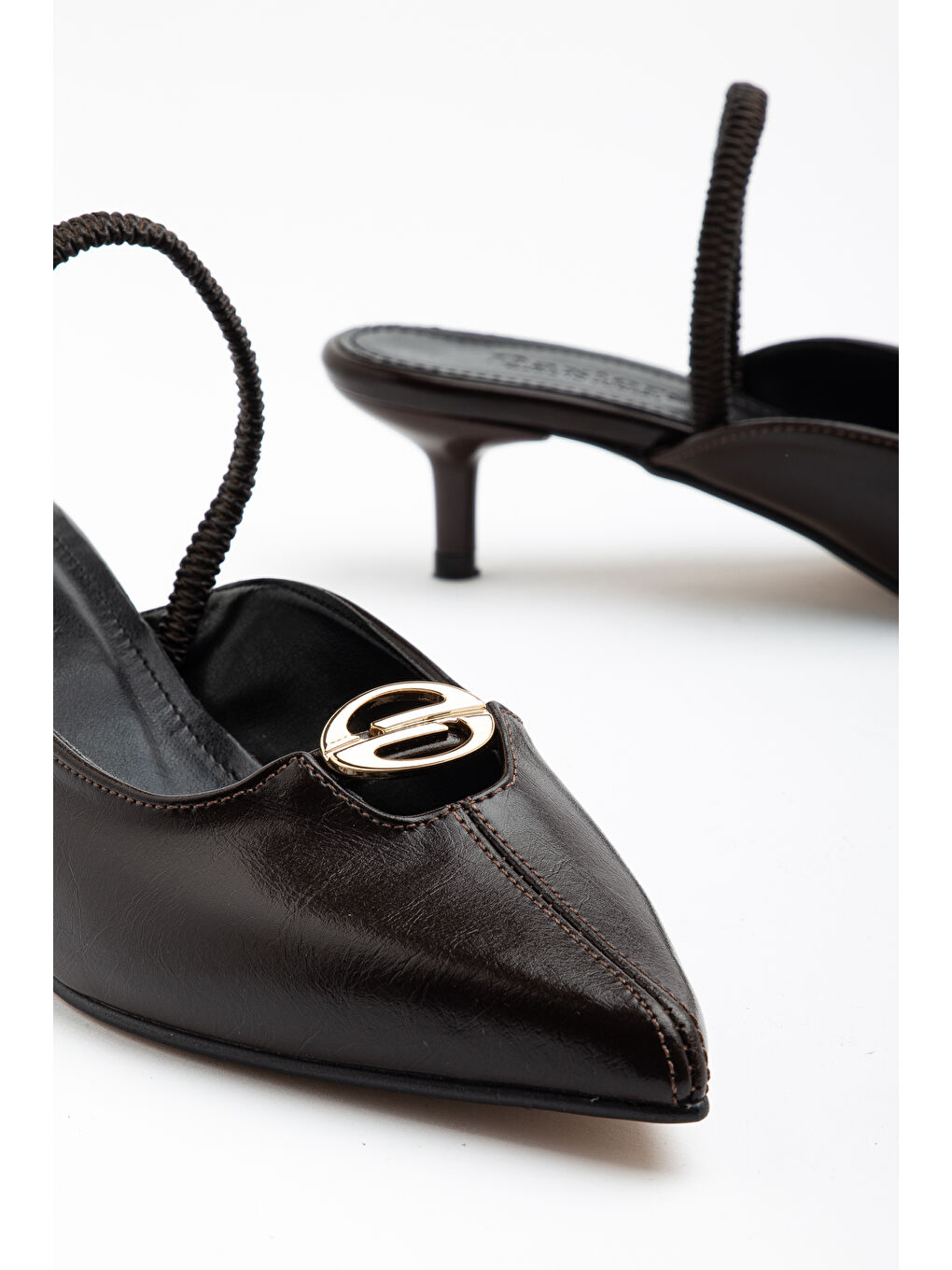 Kahverengi D0519 Günlük Ortopedik Kadın Klasik Topuklu Ayakkabı-1