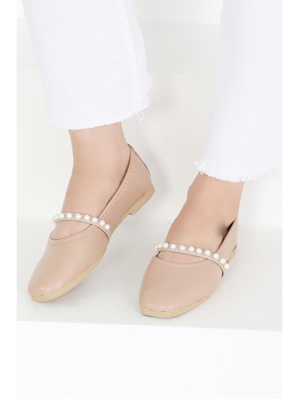 Bej Kadın Vizon İncili Babet - 27400-3