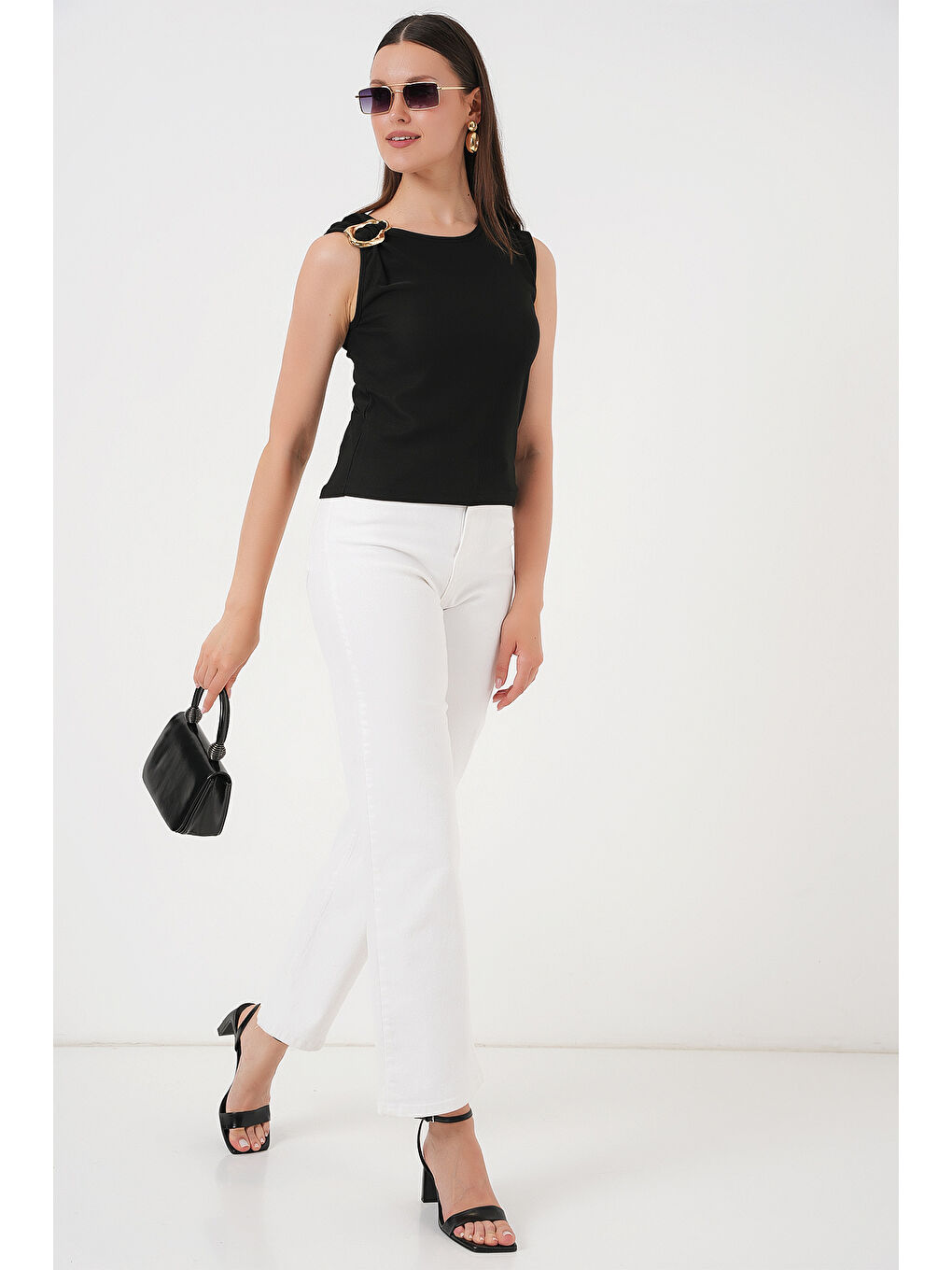 Kadın Kolsuz Basic Bluz 935 - Siyah-1