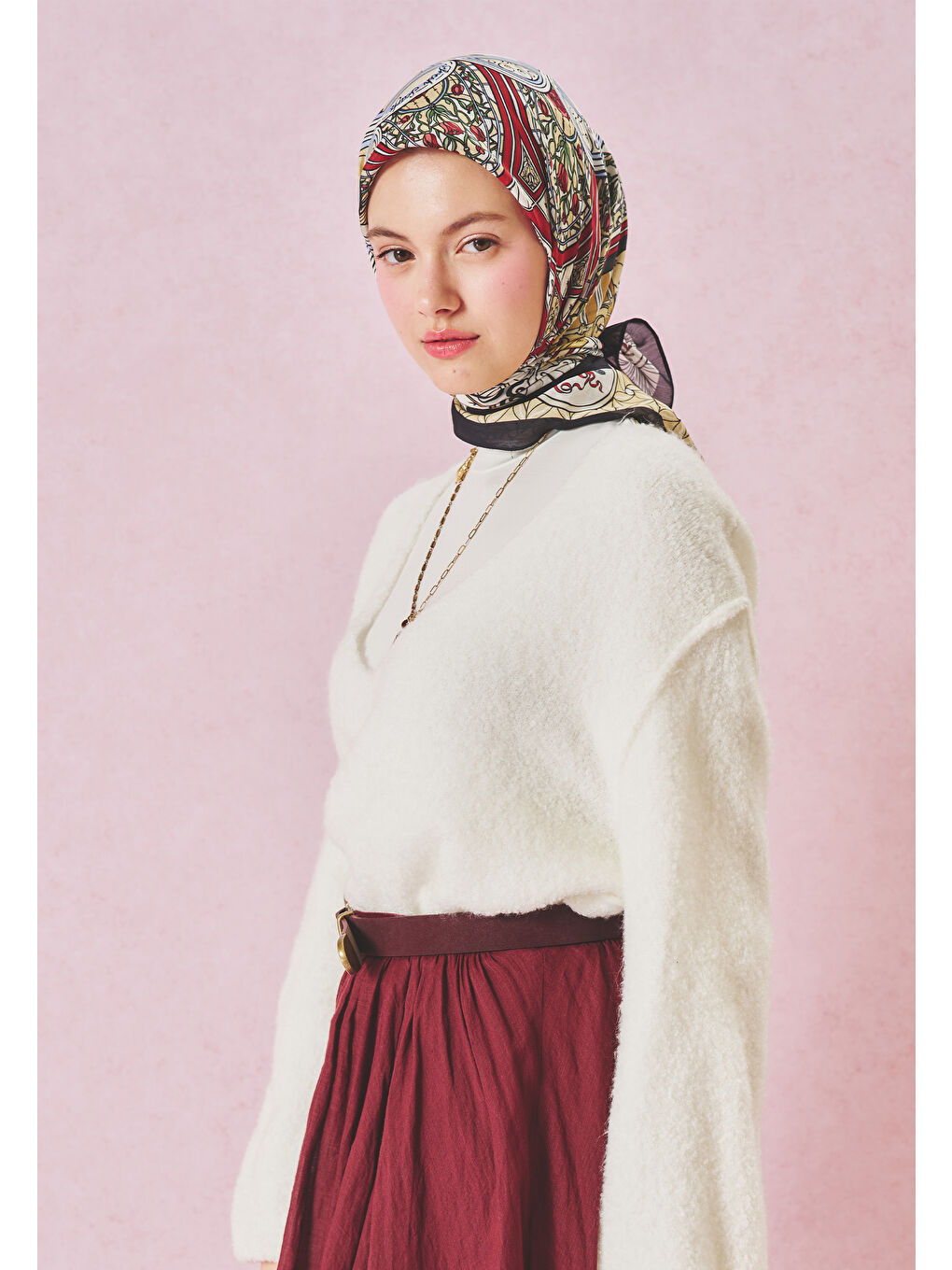 Siyah PRECIOUS PARADISE DESEN FLOŞ VİSKON EŞARP DEEP BLACK-3