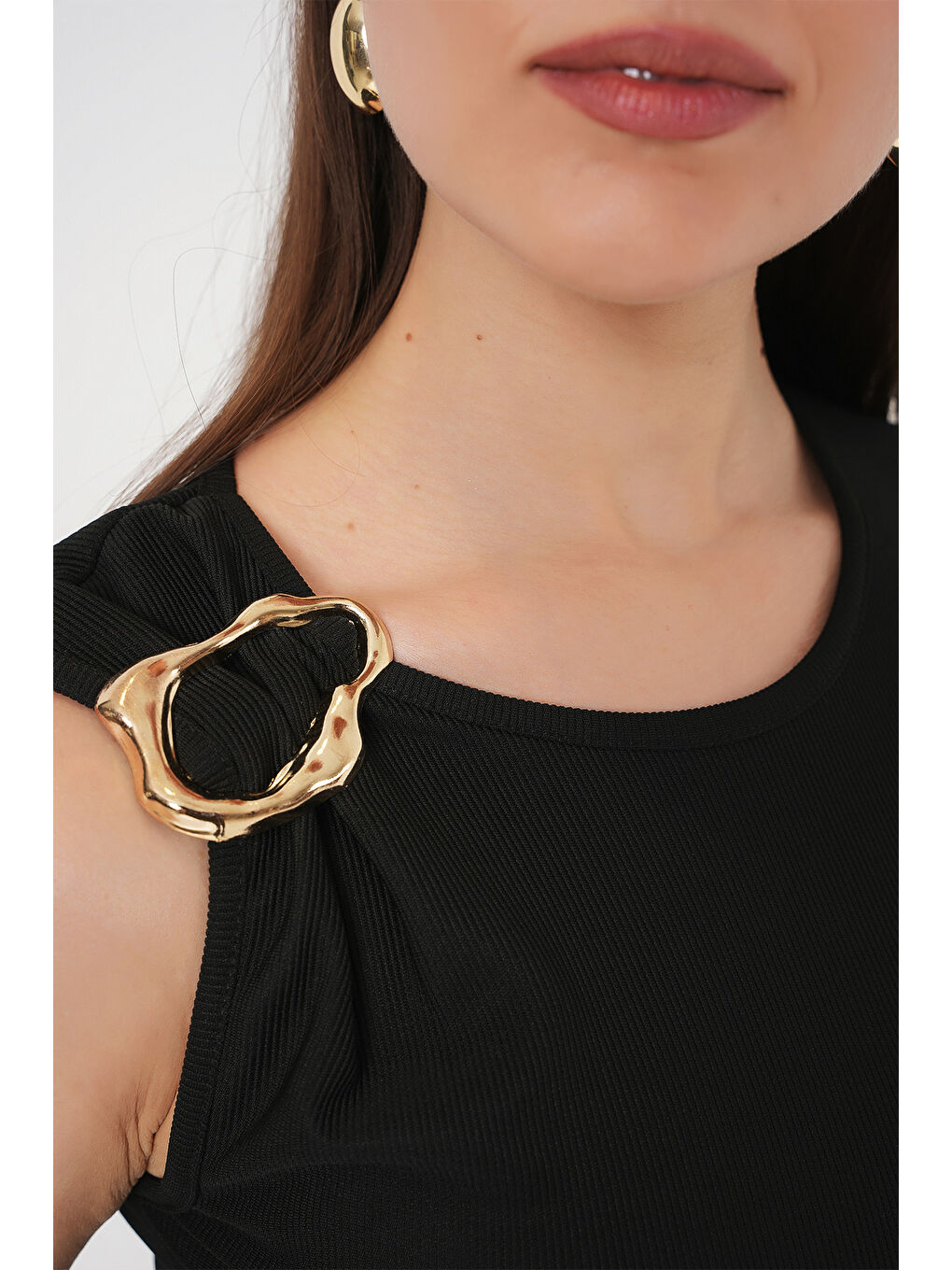 Kadın Kolsuz Basic Bluz 935 - Siyah-3