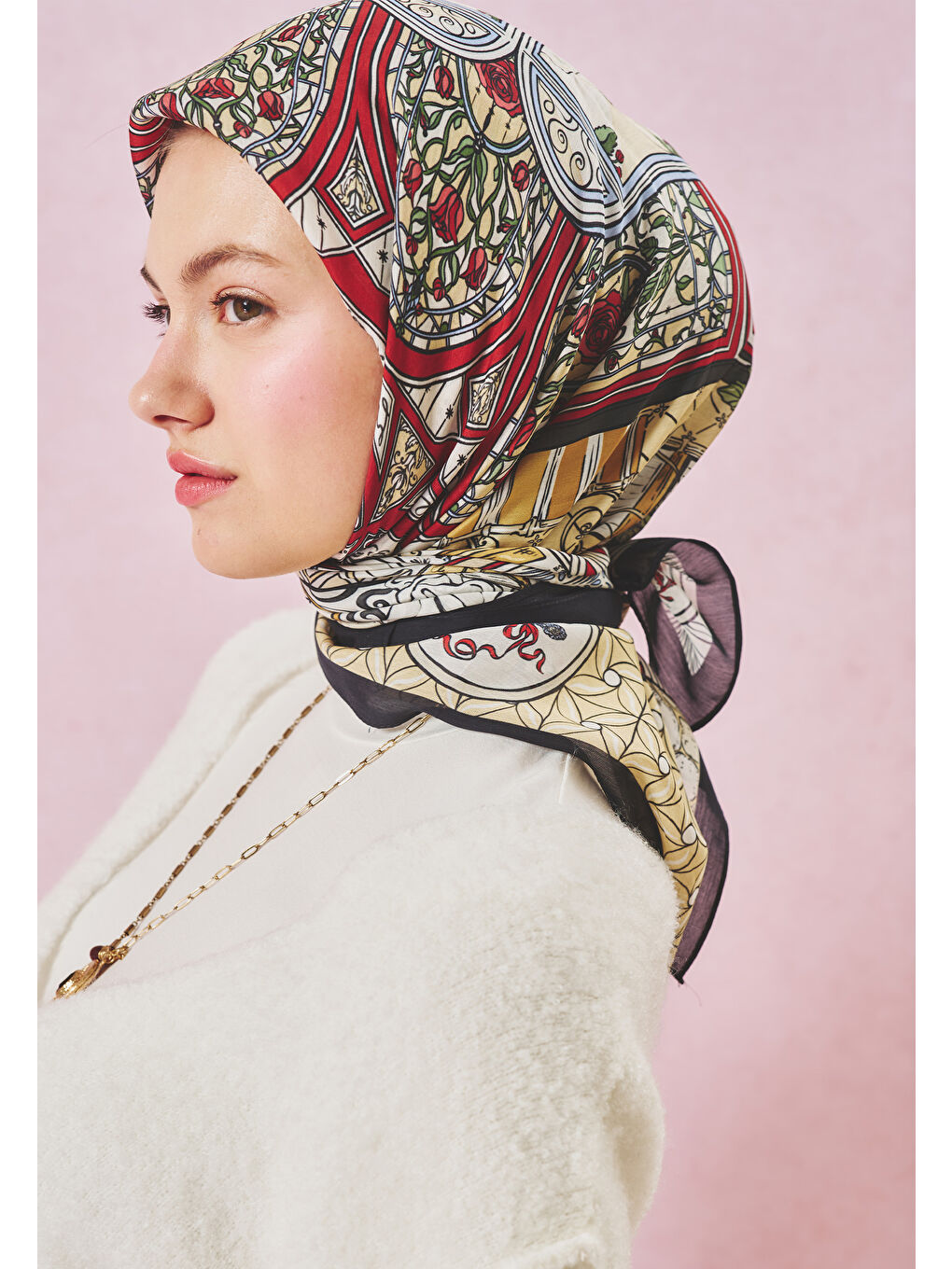 Siyah PRECIOUS PARADISE DESEN FLOŞ VİSKON EŞARP DEEP BLACK-4