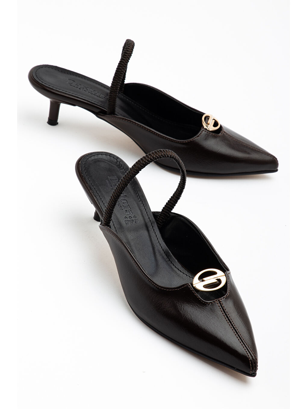 Kahverengi D0519 Günlük Ortopedik Kadın Klasik Topuklu Ayakkabı-2